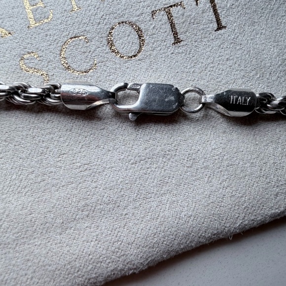 Silver Rope Chain Diamond Cut 925 Italy - Picture 4 of 6